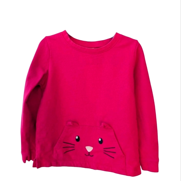 Carter's Girls Pink Cat Face Sweatshirt Cotton Casual Size 6 - Picture 1 of 6